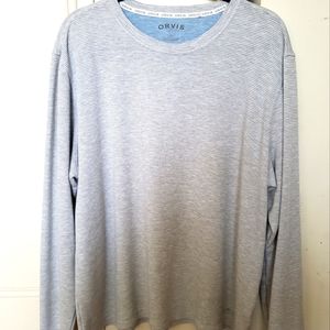 Orvis classic collection men's light weight sweater /white & gray striped/ XL